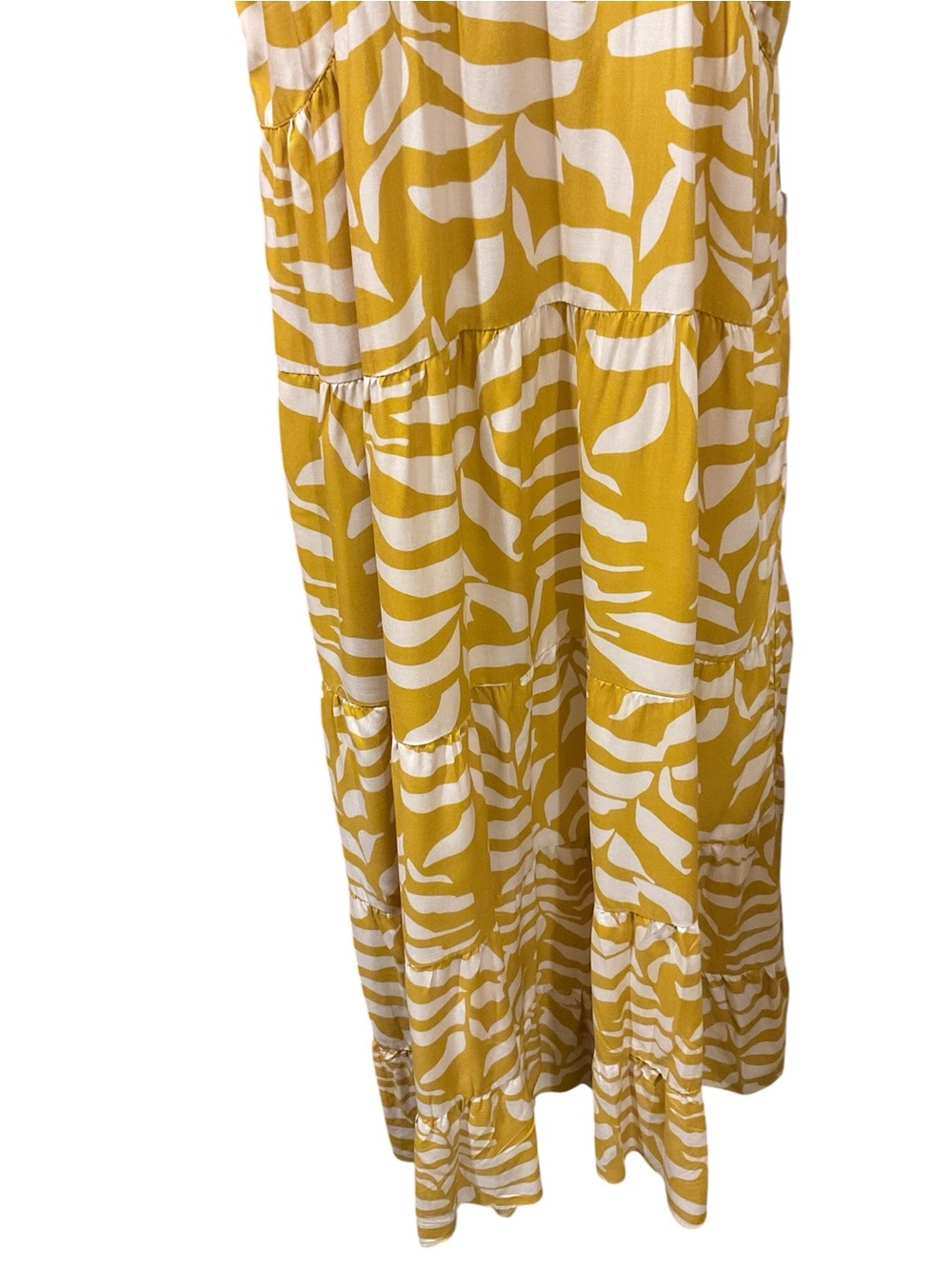 NWT MSK Yellow Abstract Print Tiered Rayon Maxi Dress Size Medium - Picture 4 of 8
